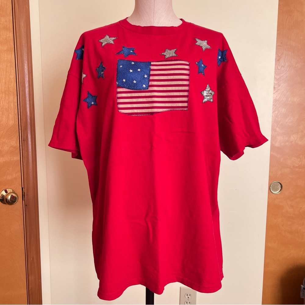Vintage Sunbelt Sportswear American Flag and Stars Short Sleeve Tee Size XL